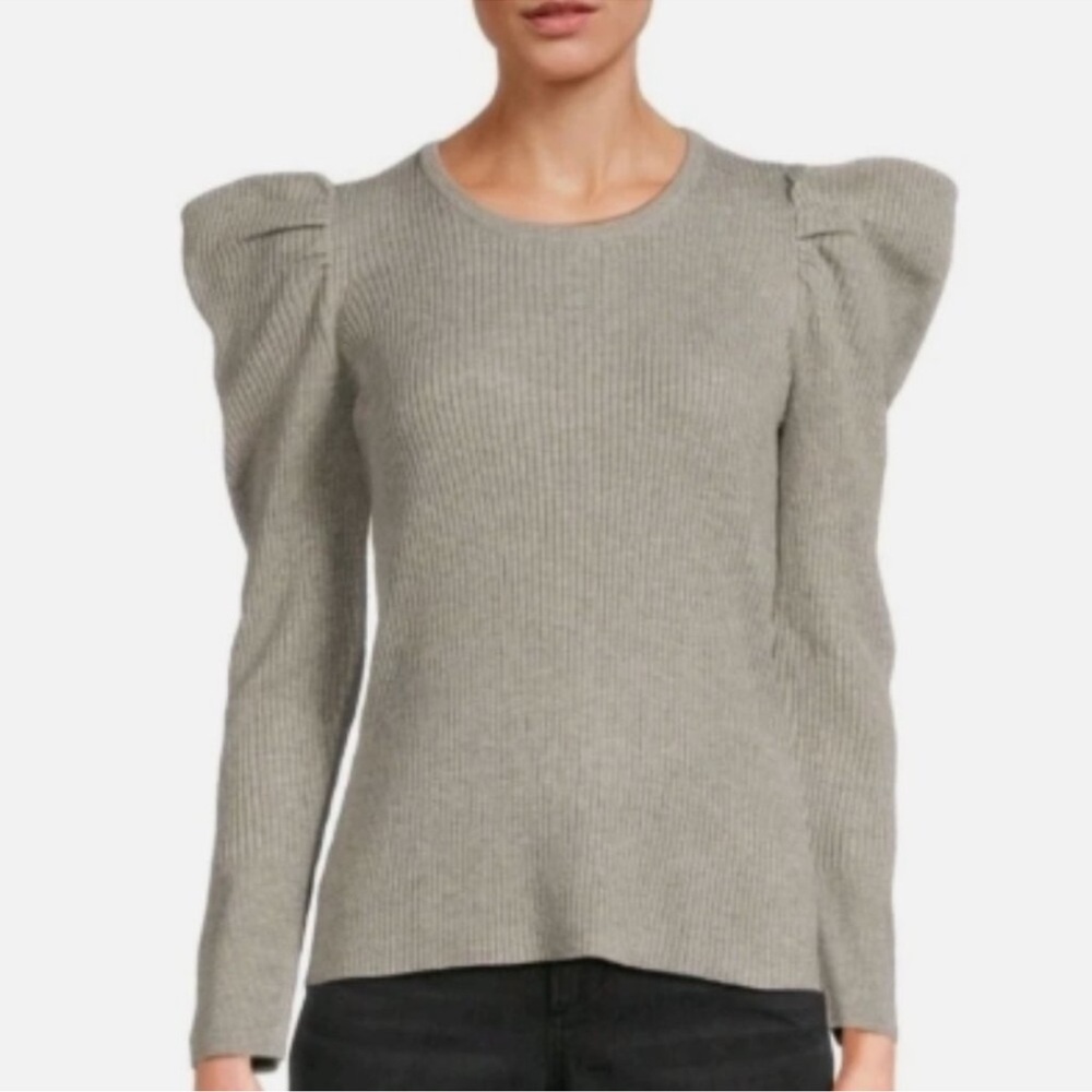 Joe’s Ribbed Puff Sleeve Sweater Grey Size M